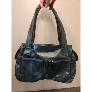 Petusco Shoulder Handbag Genuine‎ Leather Double Strap Front Zip Pockets Green